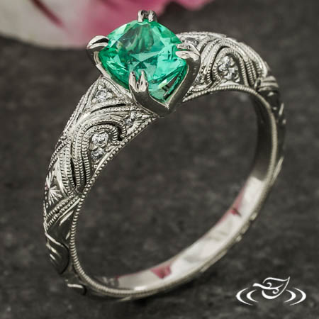 Edwardian Style Platinum And Emerald Ring
