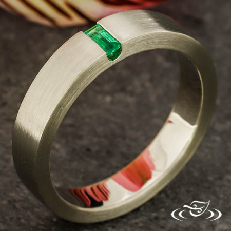 Baguette Emerald White Gold Band