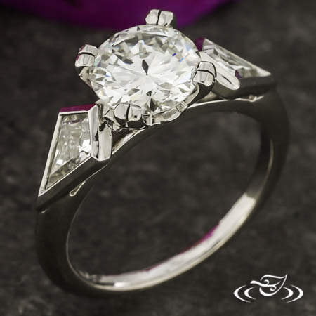 Three Stone Ring With Kite Shaped Diamonds