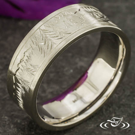 Olympic Mountains Engraved Band