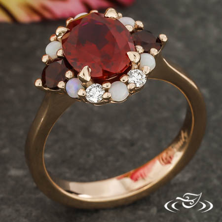 Birthstone Halo Ruby Ring