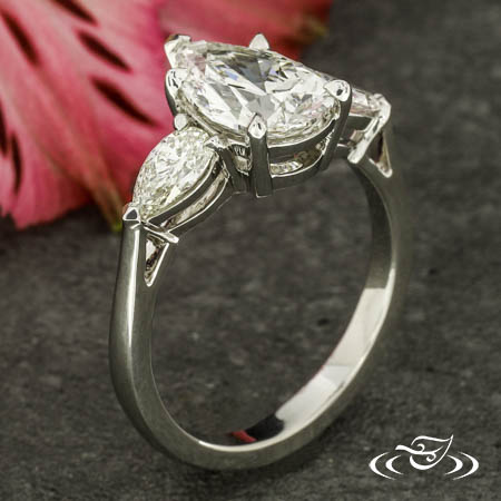 Pear Cut Three Stone Engagement Ring With Pear Side Stones