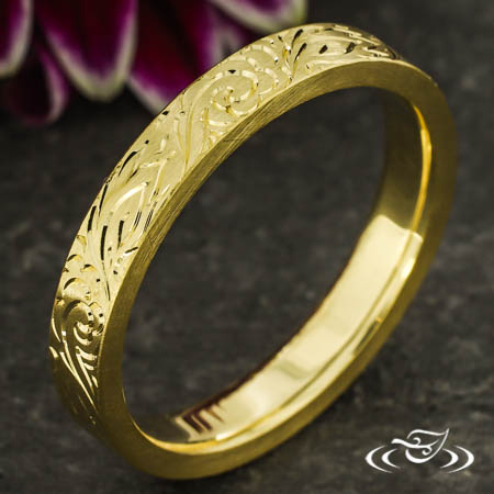Cloud And Fire Pattern Wedding Band
