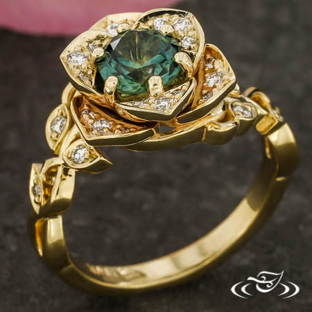 Montana Sapphire Lotus Engagement Ring