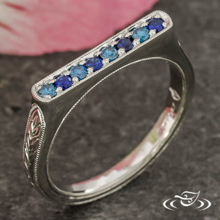 Alternating Sapphire & Blue Diamond Band