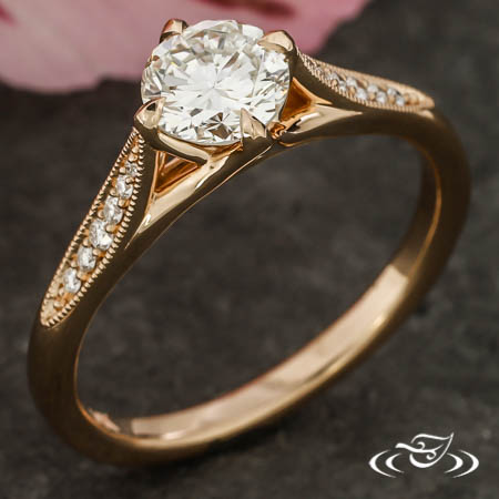 14K Rose Gold And Diamond Accented Trellis Mounting