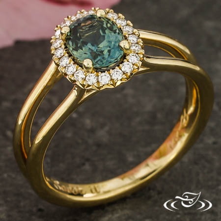 Custom Sapphire Halo Engagement Ring 