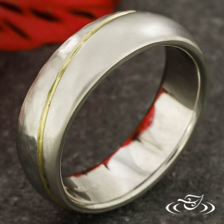 Platinum Band With Gold Strip Eternity Style