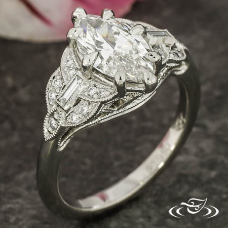 Antique Inspired Marquise Diamond Ring