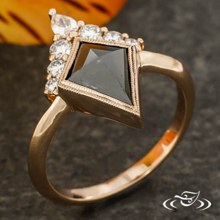 Kite Shape Rose Cut Rustic Diamond Engagement Ring
