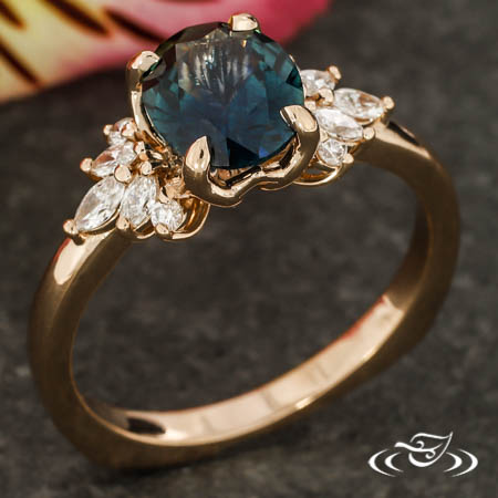 Oval Sapphire And Marquise Fan Engagement Ring