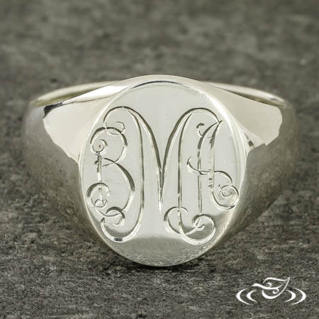 Sterling Silver Signet Monogram Ring