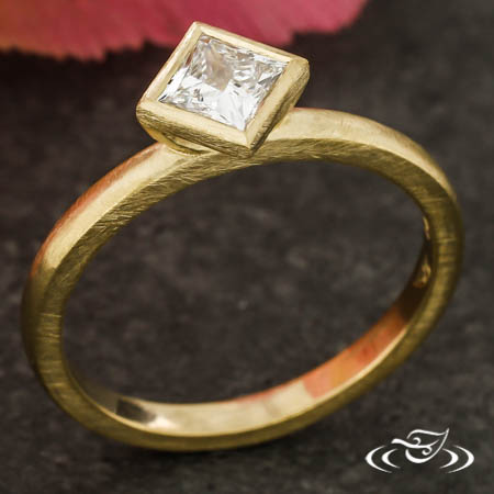 Kite Oriented Bezel Set Princess Cut Diamond Ring