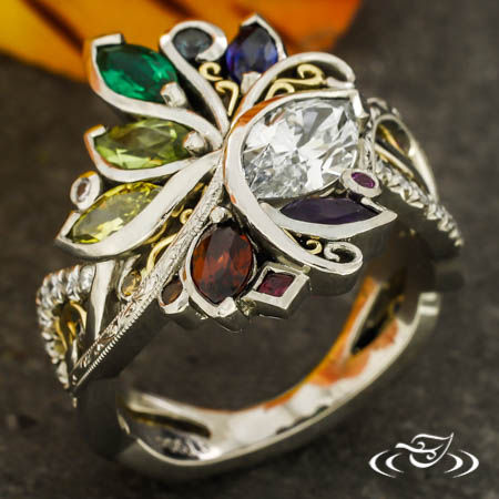 Multi-Colored Marquise Ring