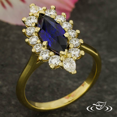Shared Prong Marquise Sapphire Engagement Ring