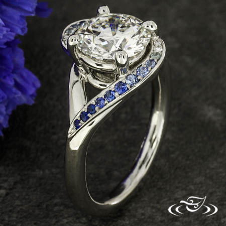 Custom Ombre Swirl Diamond/Sapphire Engagement Ring