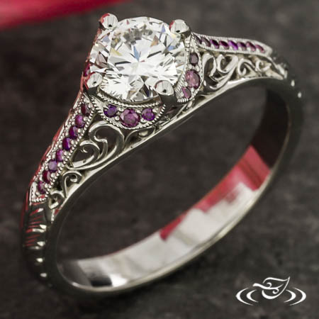 Vintage-Inspired Ring With Purple Accent Stones