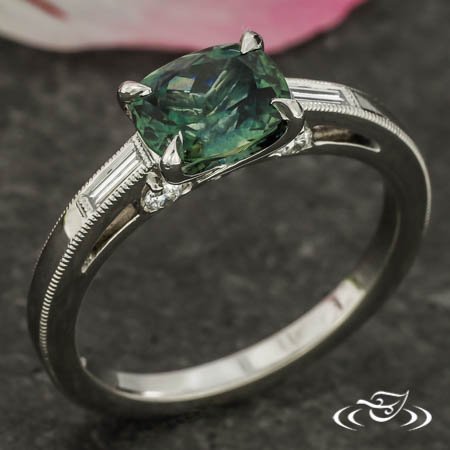Diamond Accented Sapphire Engagement Ring