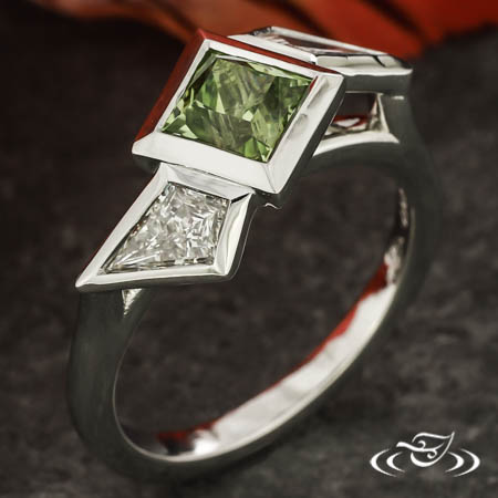 Bezel Set Three Stone Engagement Ring