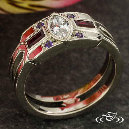 Stained Glass Marquise Diamond Ring
