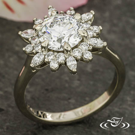 Snowflake Halo Engagement Ring