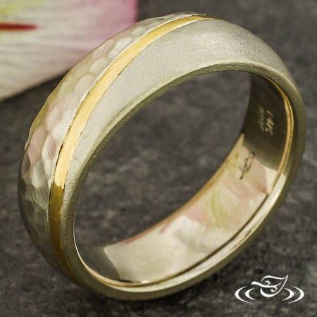 Two-Tone Textured Band With A Gold Inlay Stripe