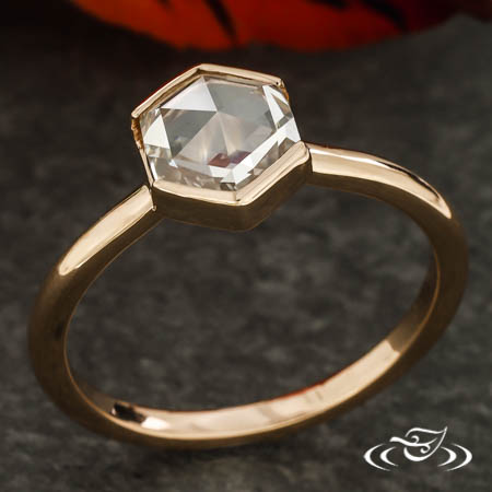 Bezel Set Hexagon Rose Cut Diamond Engagement Ring