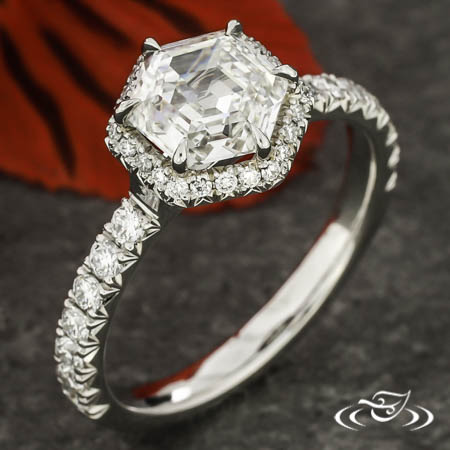 Hexagonal Halo Engagement Ring