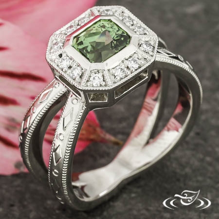 Platinum And Sapphire Halo Ring