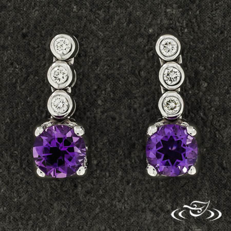 Amethyst And Diamond Earrings