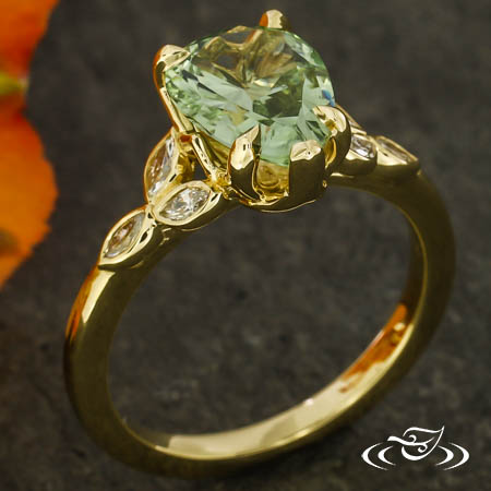 Pear Shaped Floral Engagement Ring