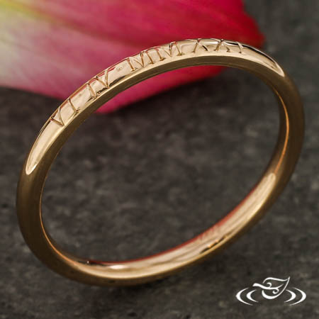 14Kt Rose Gold Stacking Birth Date Band