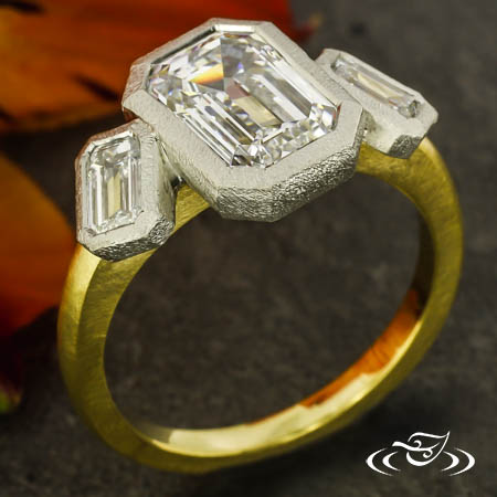 Two-Tone Three Stone Engagement Ring
