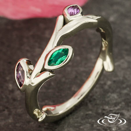 Custom Branch Ring With Gemstones