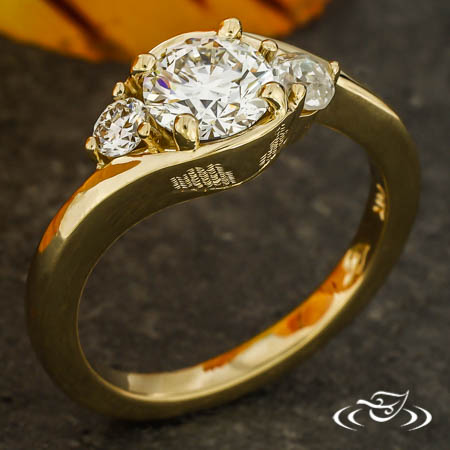Three Stone Mountain Engraved Ring
