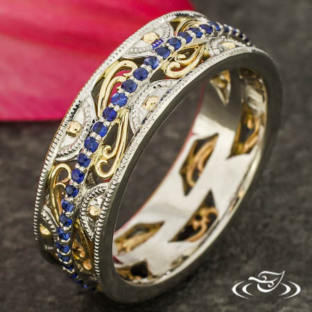 Golden Filigree And Sapphire Band