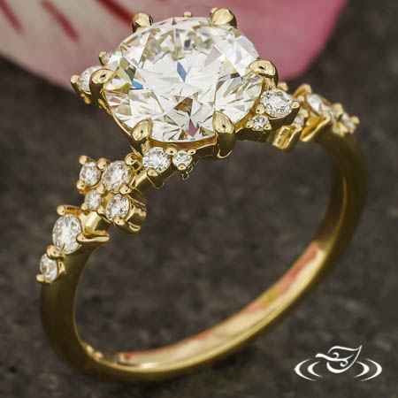 Yellow Gold Cluster Engagement Ring