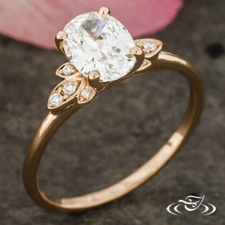 Oval Accented Petal Engagement Ring