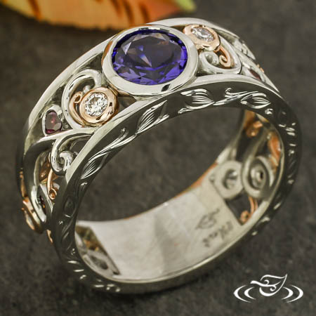 Purple Sapphire Swirl Engagement Ring