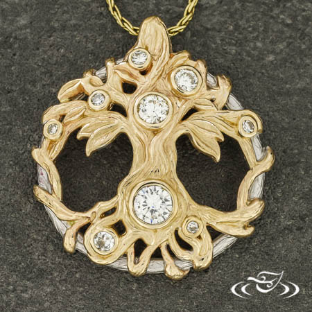 Tree Of Life Pendant With Heirloom Diamonds