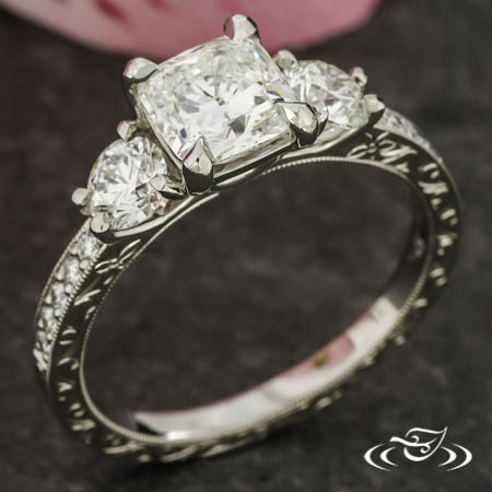 Cushion Cut Vintage Three Stone