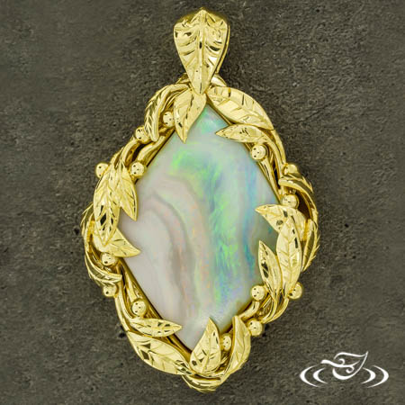 Golden Leaf And Opal Pendant