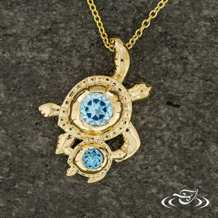 Mother And Baby Turtle Pendant