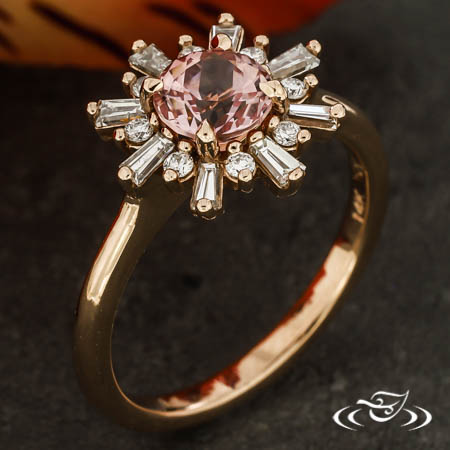 Baguette Halo Sapphire Engagement Ring