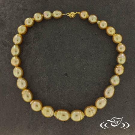 15 "Gold Baroque South Sea Pearl Necklace