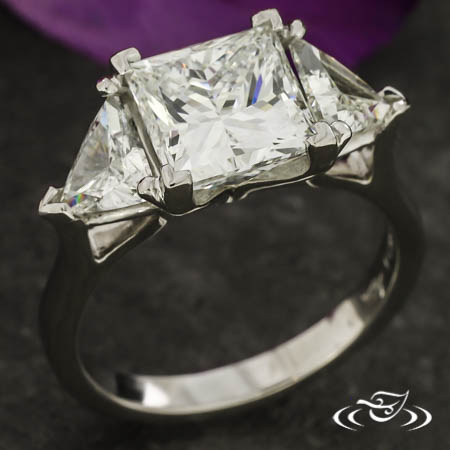 Princess & Trillion Three-Stone Engagement Ring