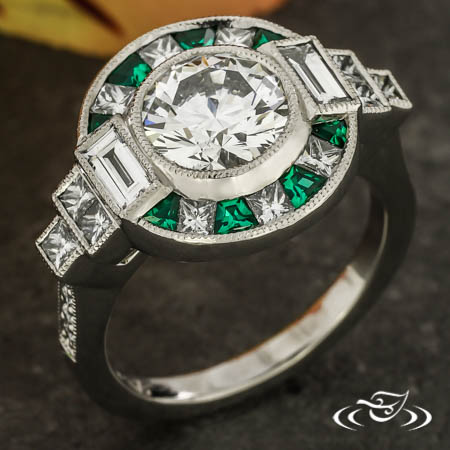 Vintage Halo With French Cut Emeralds
