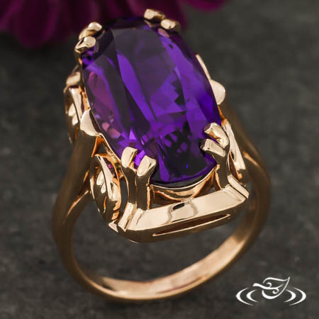 Custom 14K Rose Gold Amethyst Ring