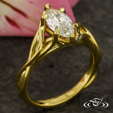 Golden Strand And Marquise Diamond Ring