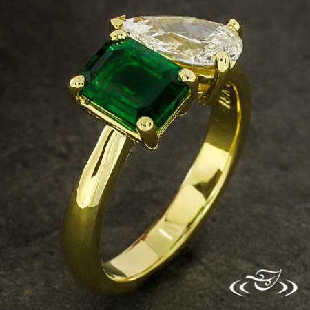 Custom Emerald And Diamond Toi Et Moi Engagement Ring